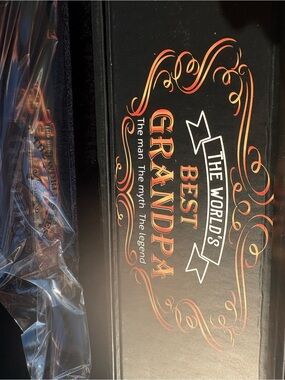 Best Grandpa Engraved Knife with Decorative Gift Box - Black with Orange Accents